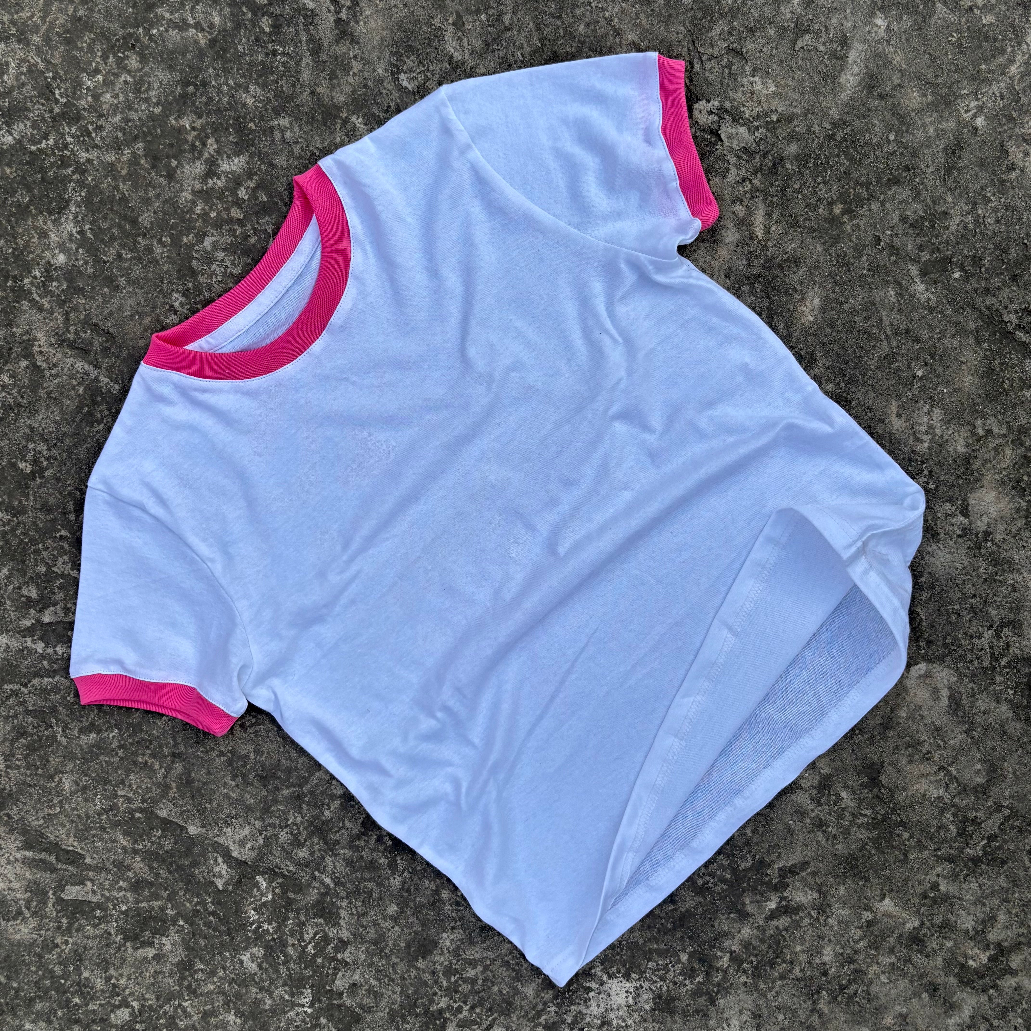 PINK/WHITE RINGER T-SHIRT