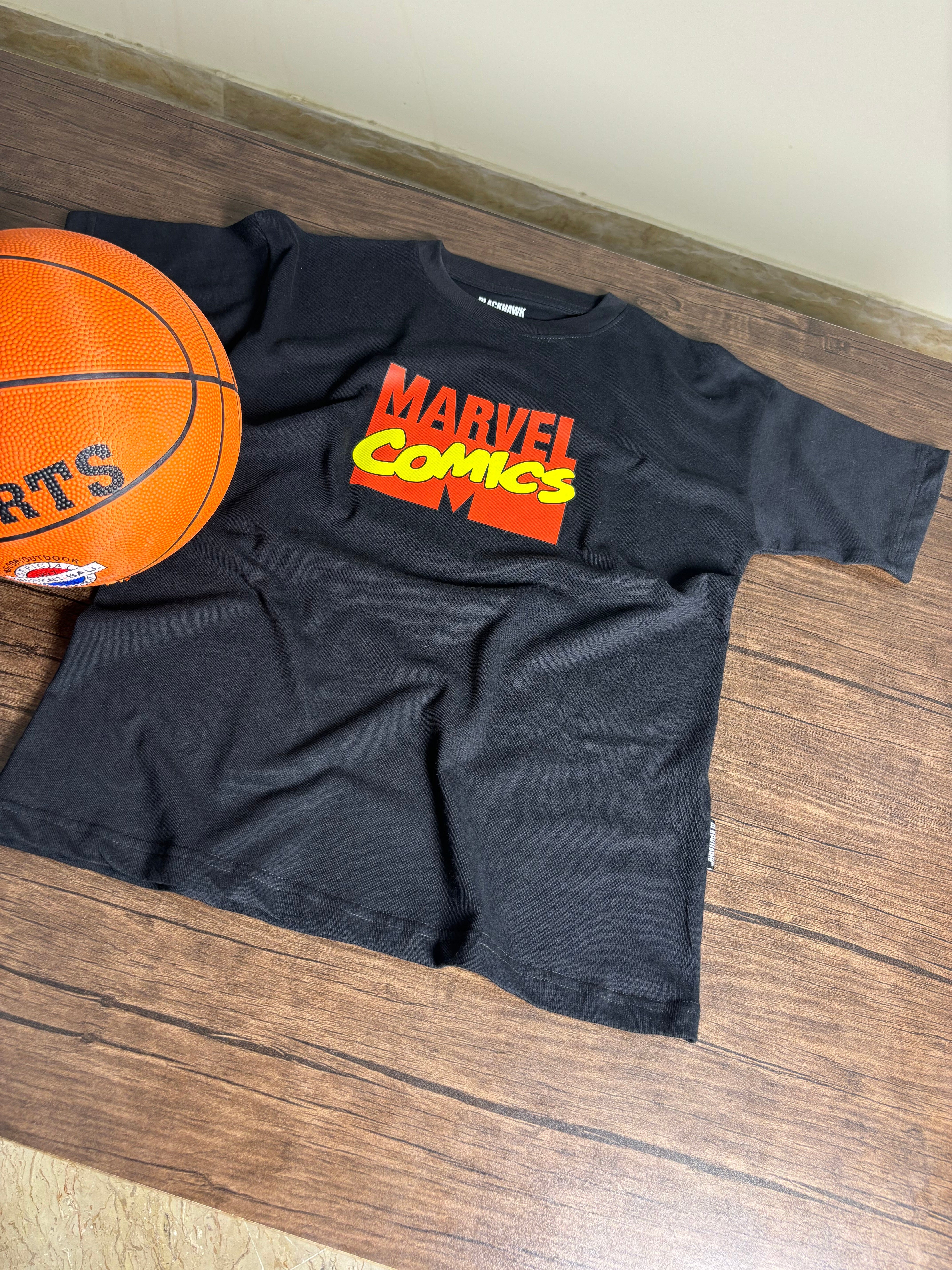 MARVEL COMICS OVERSIZED BLACK T-SHIRT