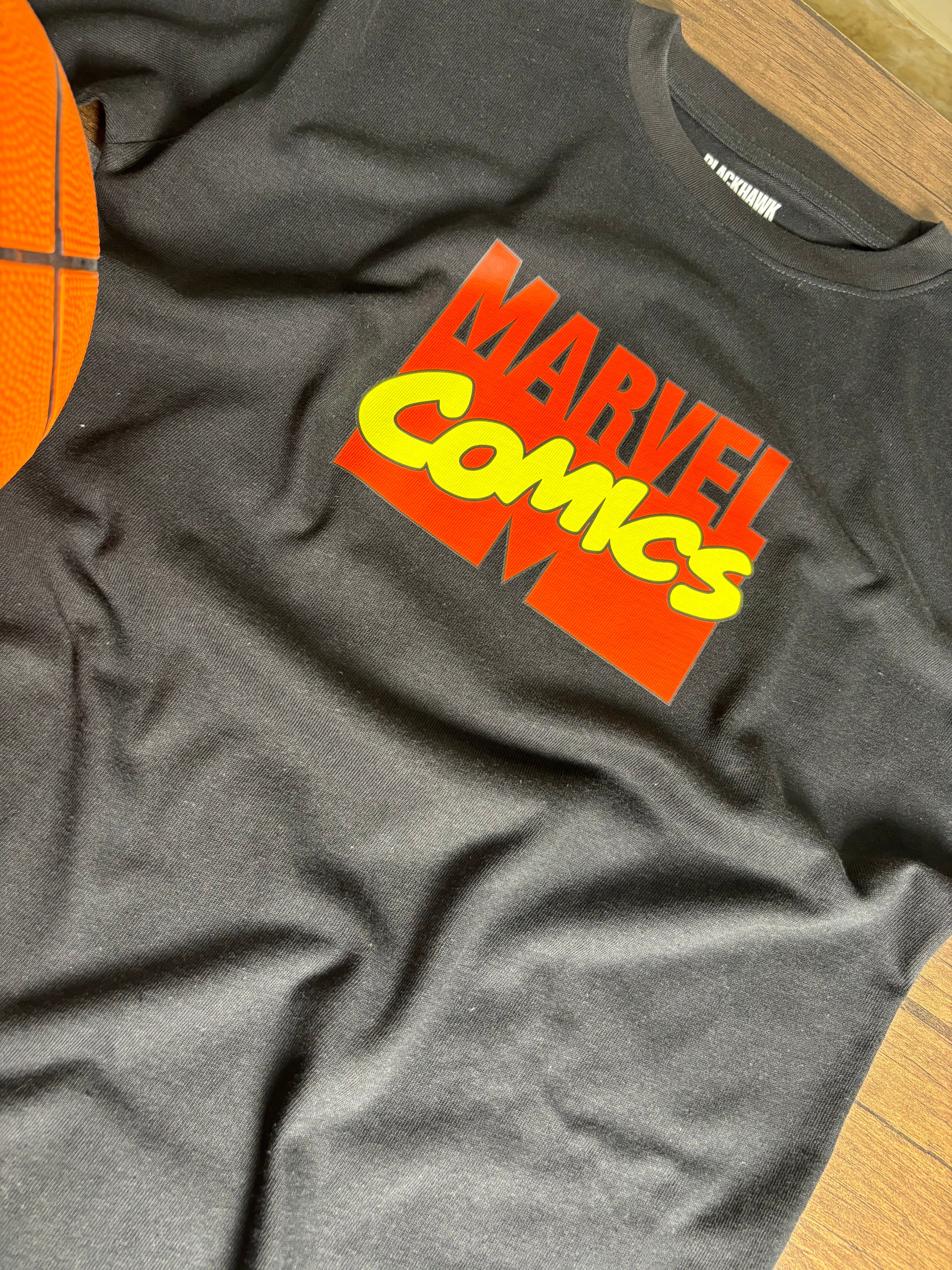 MARVEL COMICS OVERSIZED BLACK T-SHIRT