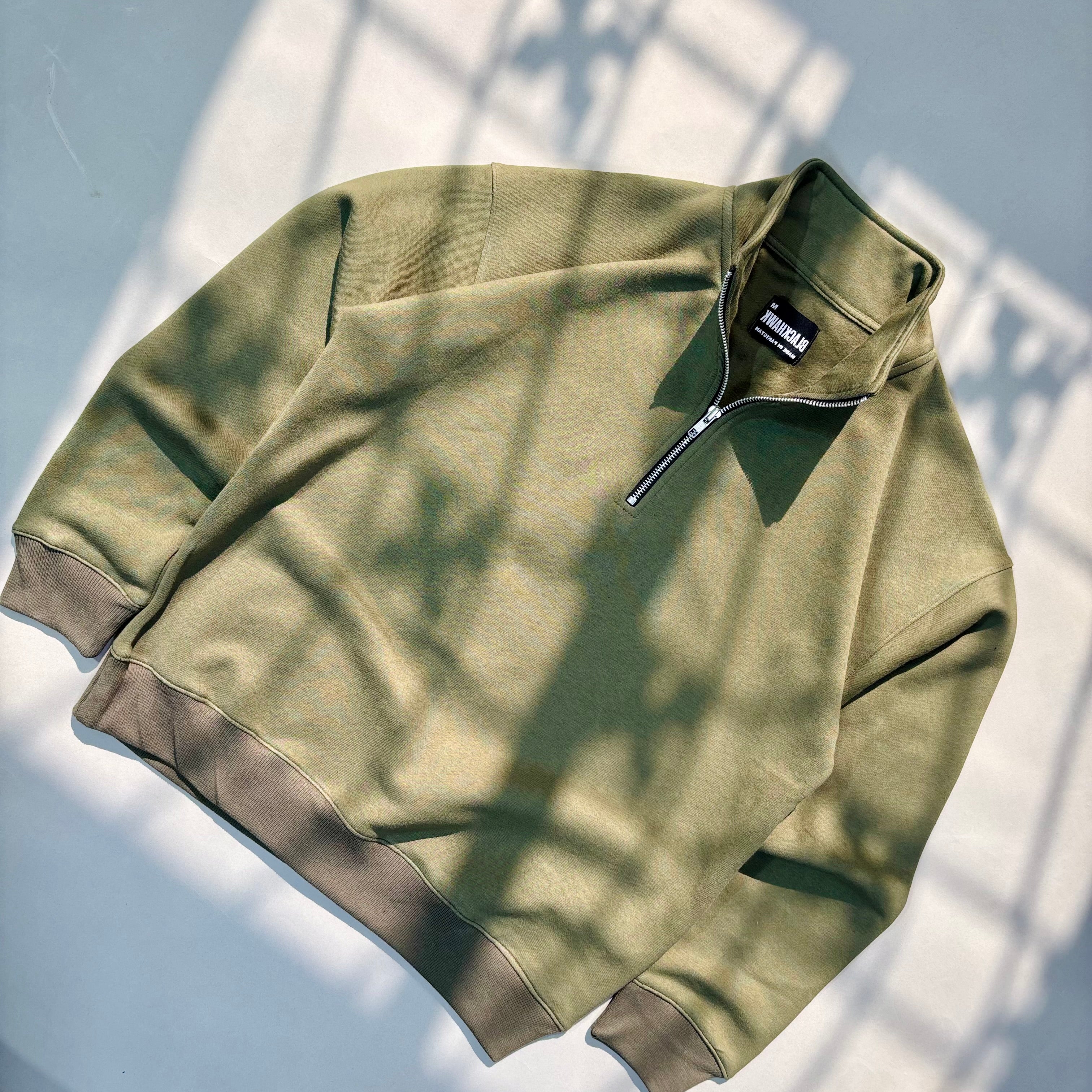 OLIVE GREEN QUARTER ZIPPER
