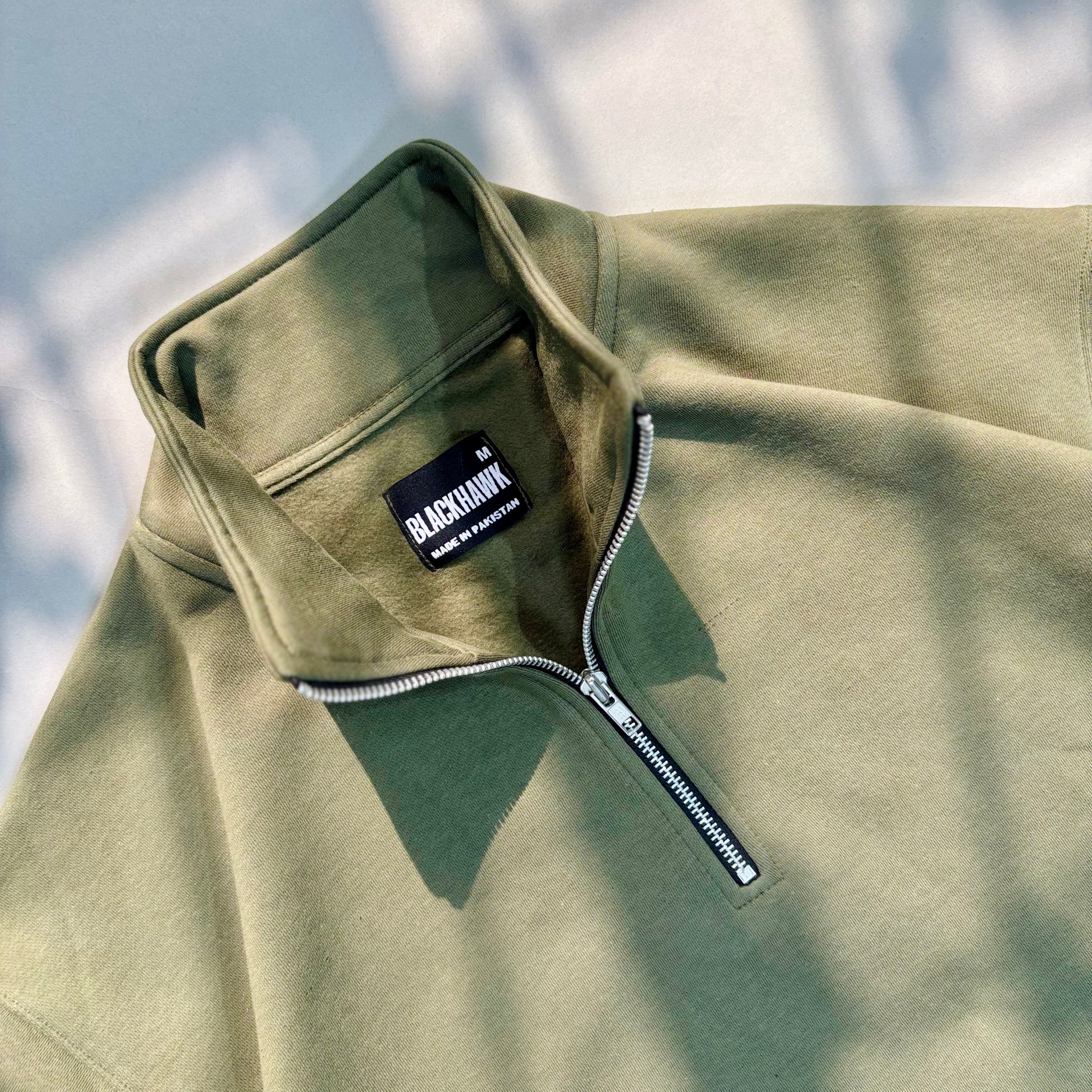 OLIVE GREEN QUARTER ZIPPER