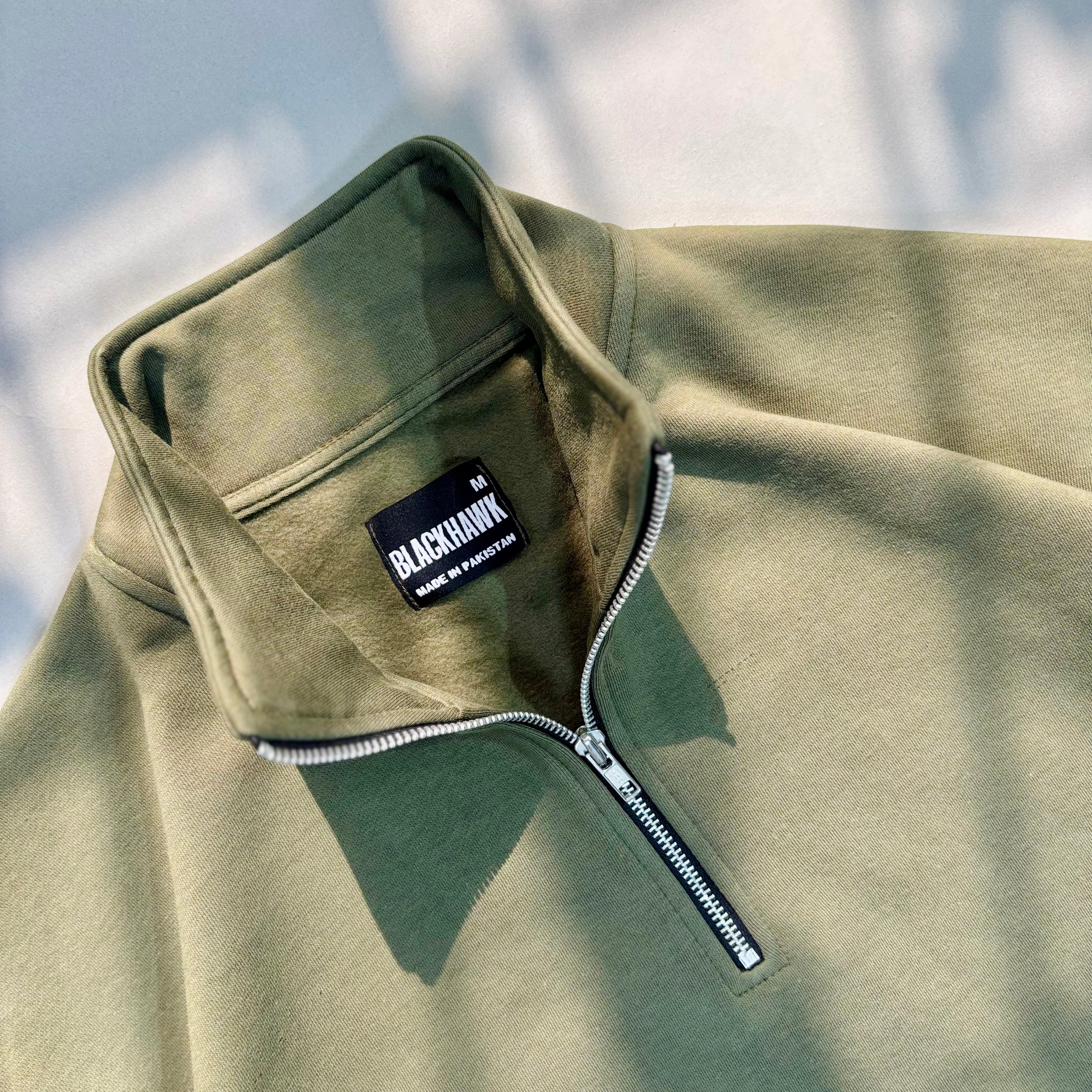 OLIVE GREEN QUARTER ZIPPER