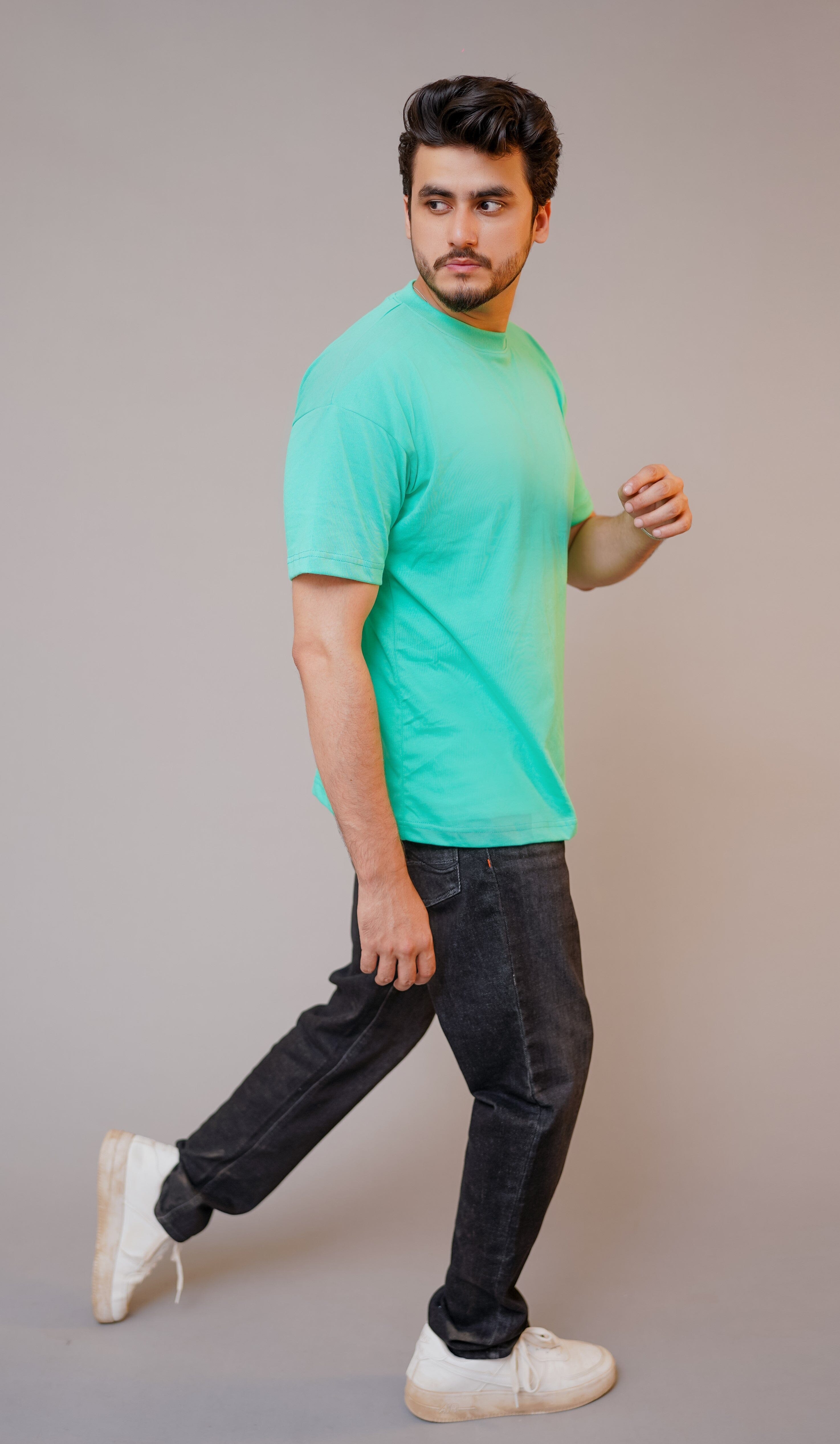 SEA GREEN BLANK OVERSIZED T-SHIRT