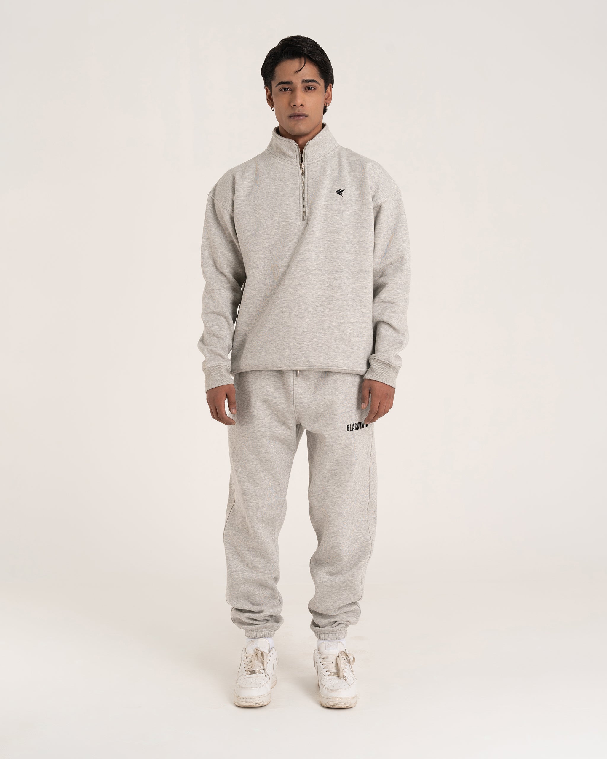 HEATHER GREY QUARTER ZIPPER