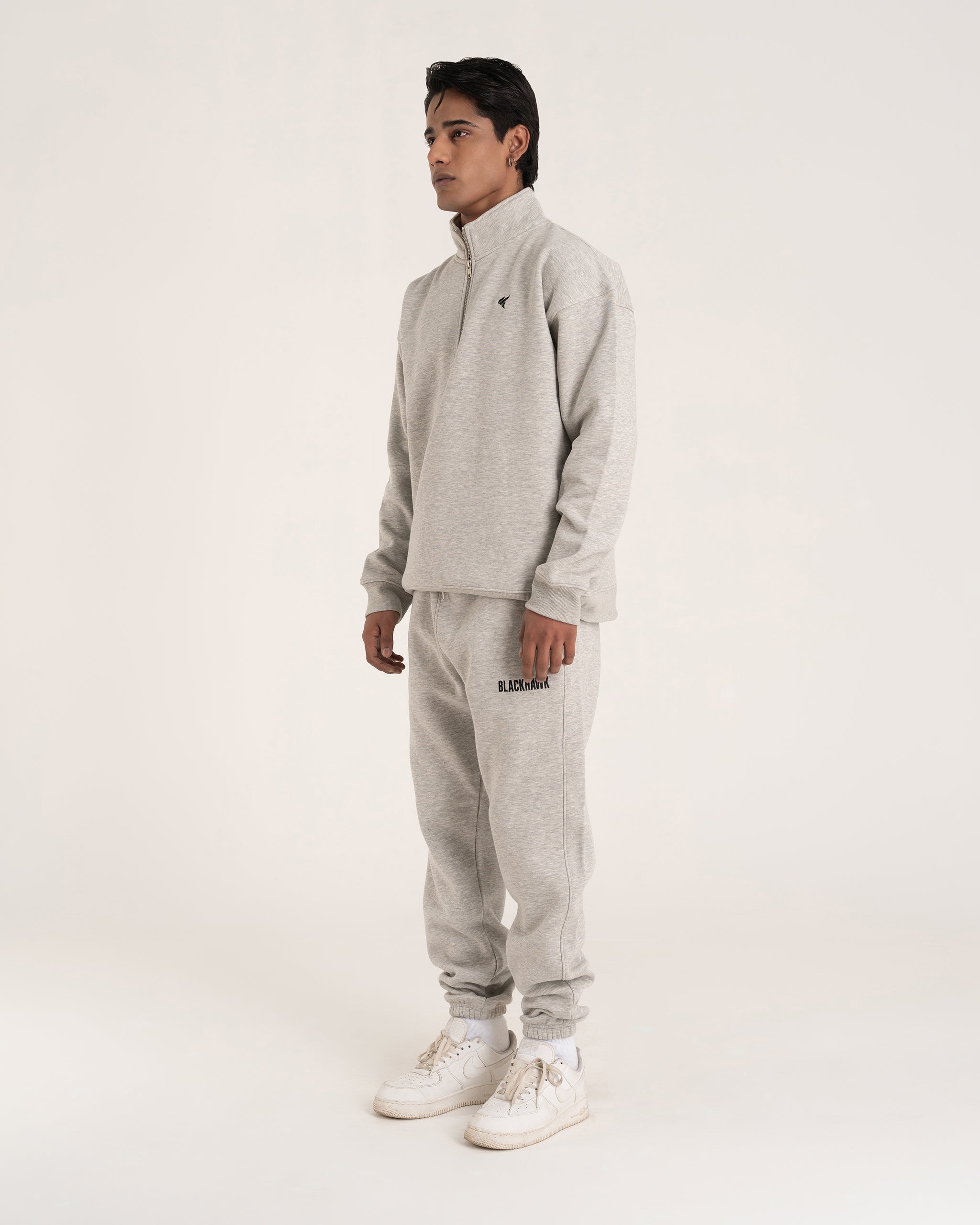 HEATHER GREY QUARTER ZIPPER