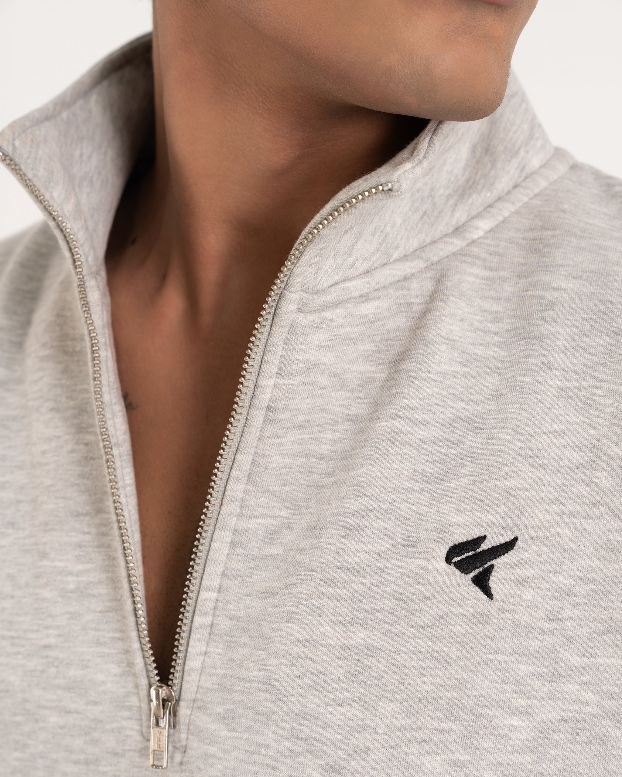 HEATHER GREY QUARTER ZIPPER