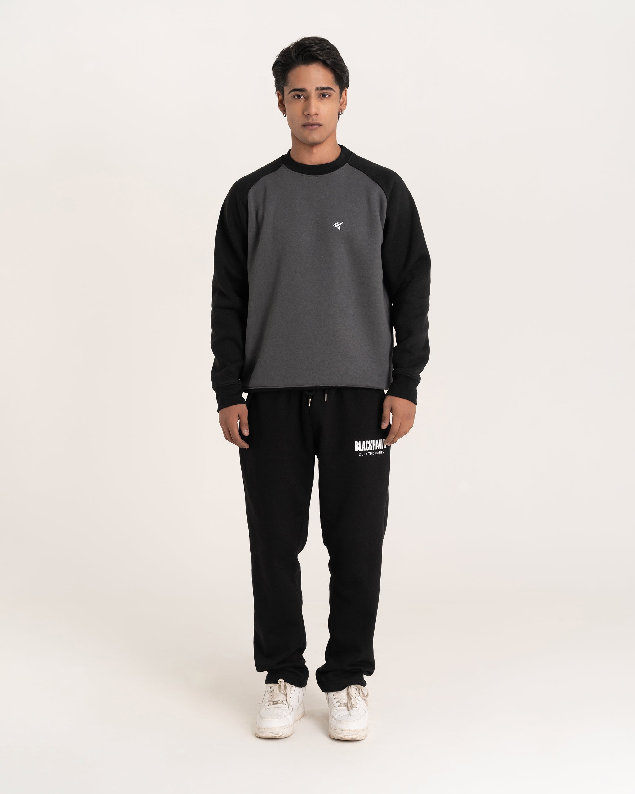DARK GREY / BLACK RAGLAN SWEATSHIRT