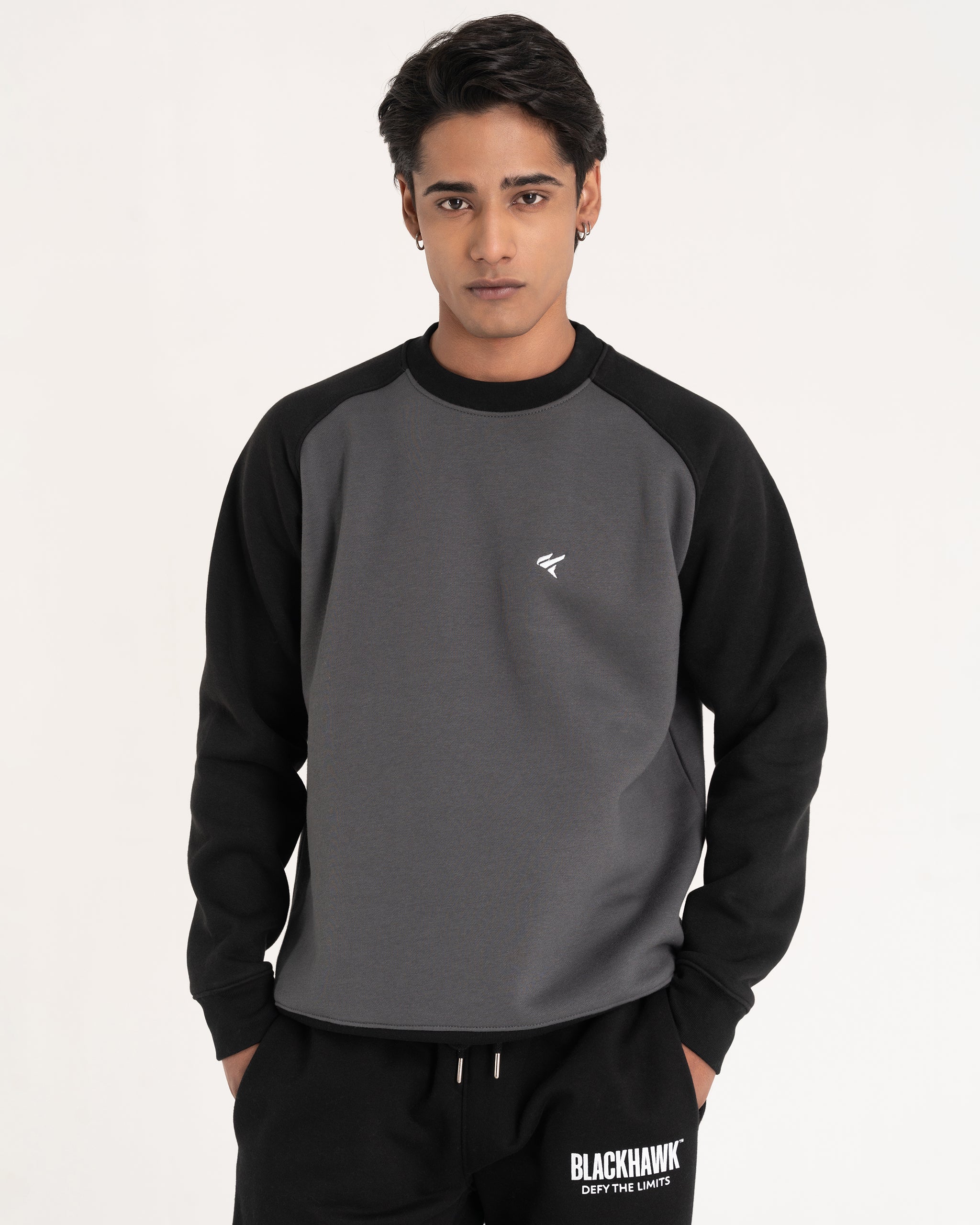 DARK GREY / BLACK RAGLAN SWEATSHIRT