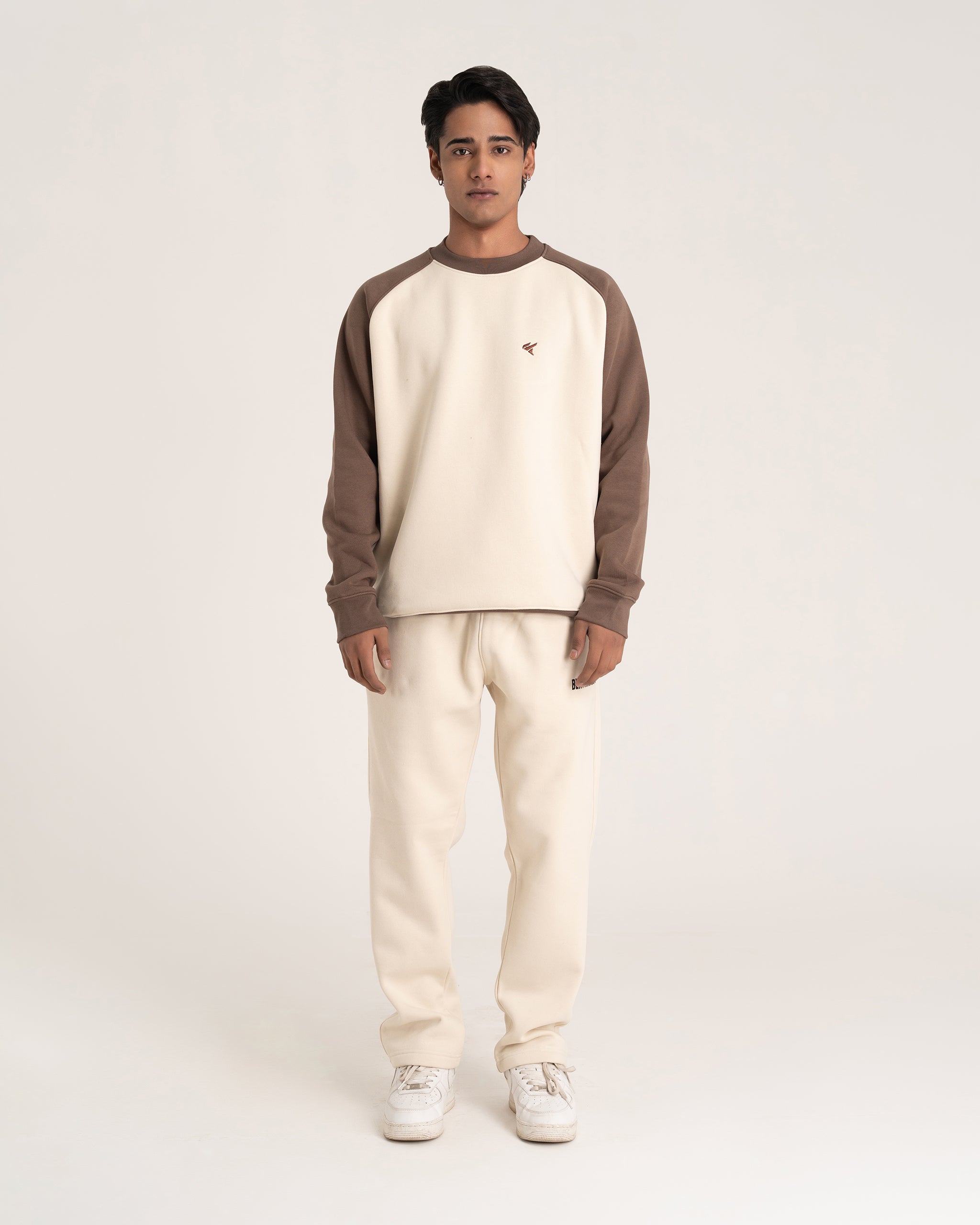 OFF WHITE / BROWN RAGLAN SWEATSHIRT