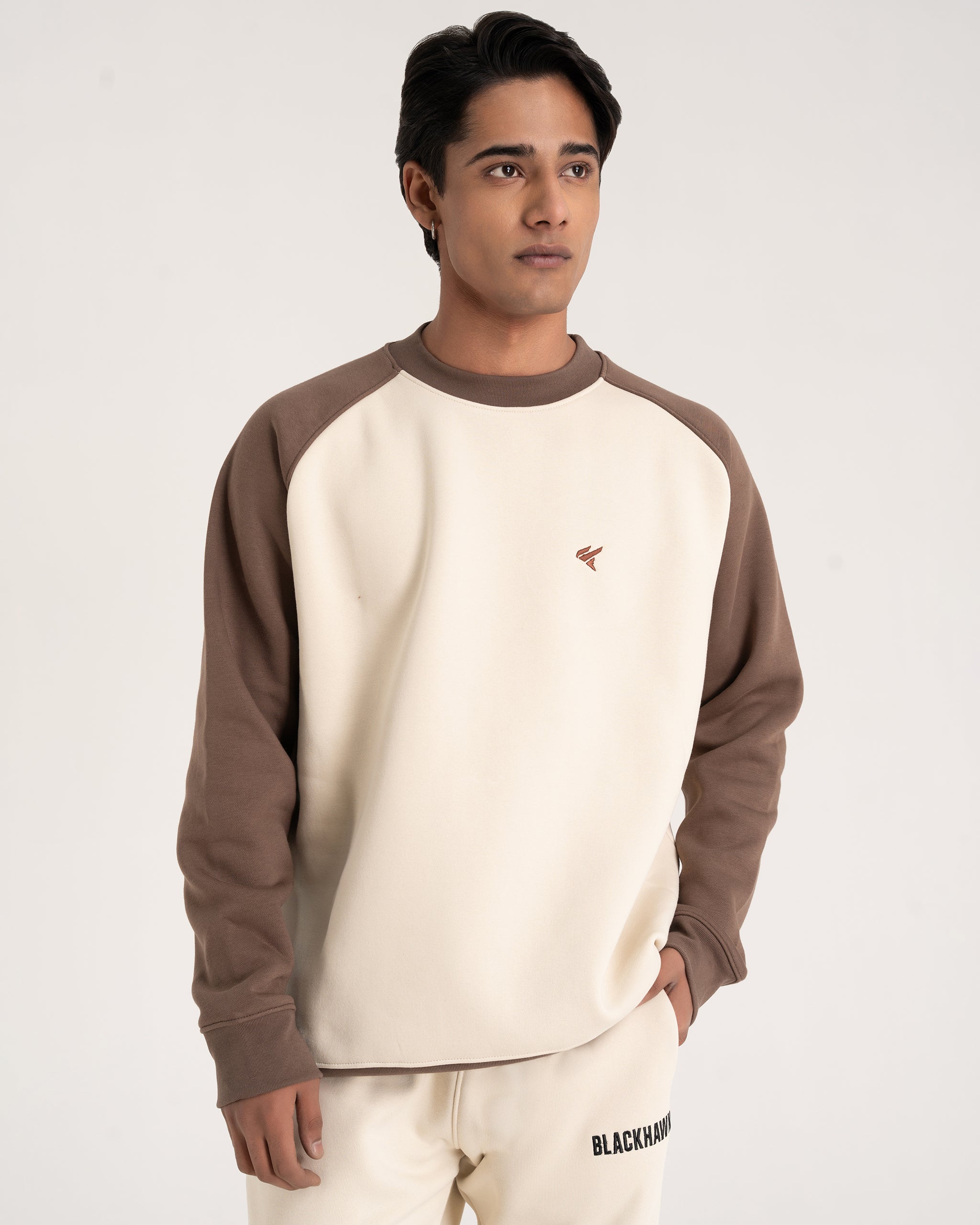 OFF WHITE / BROWN RAGLAN SWEATSHIRT
