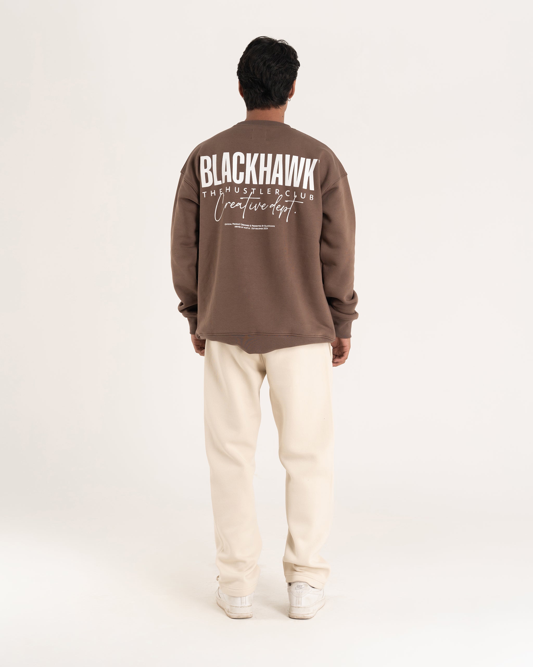 CHOCOLATE BROWN HUSTLER CLUB SWEATSHIRT