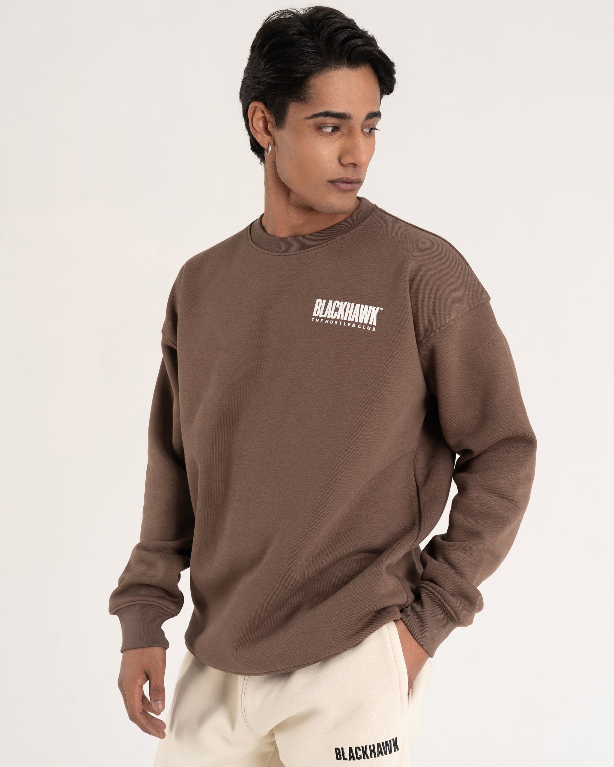 CHOCOLATE BROWN HUSTLER CLUB SWEATSHIRT