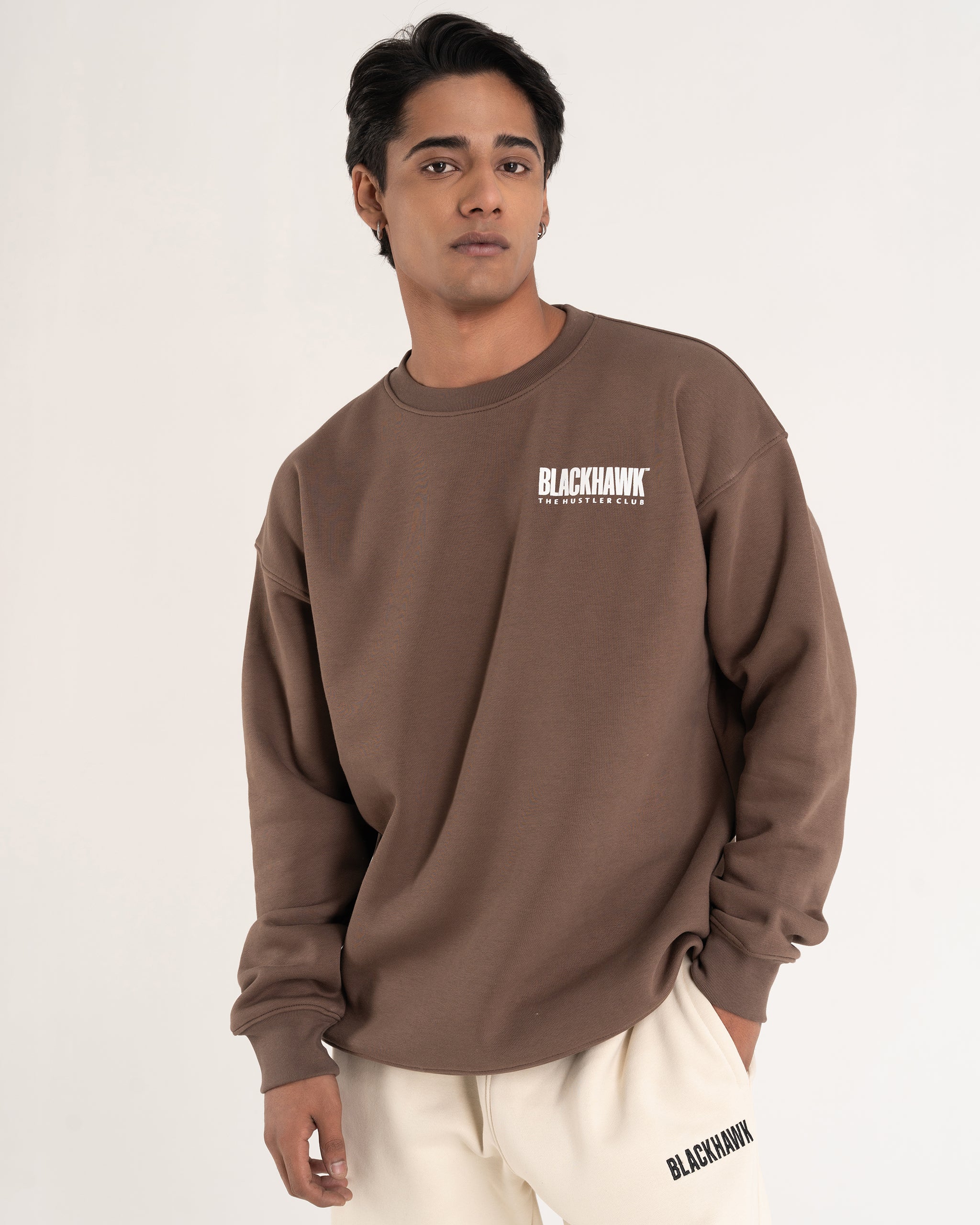 CHOCOLATE BROWN HUSTLER CLUB SWEATSHIRT