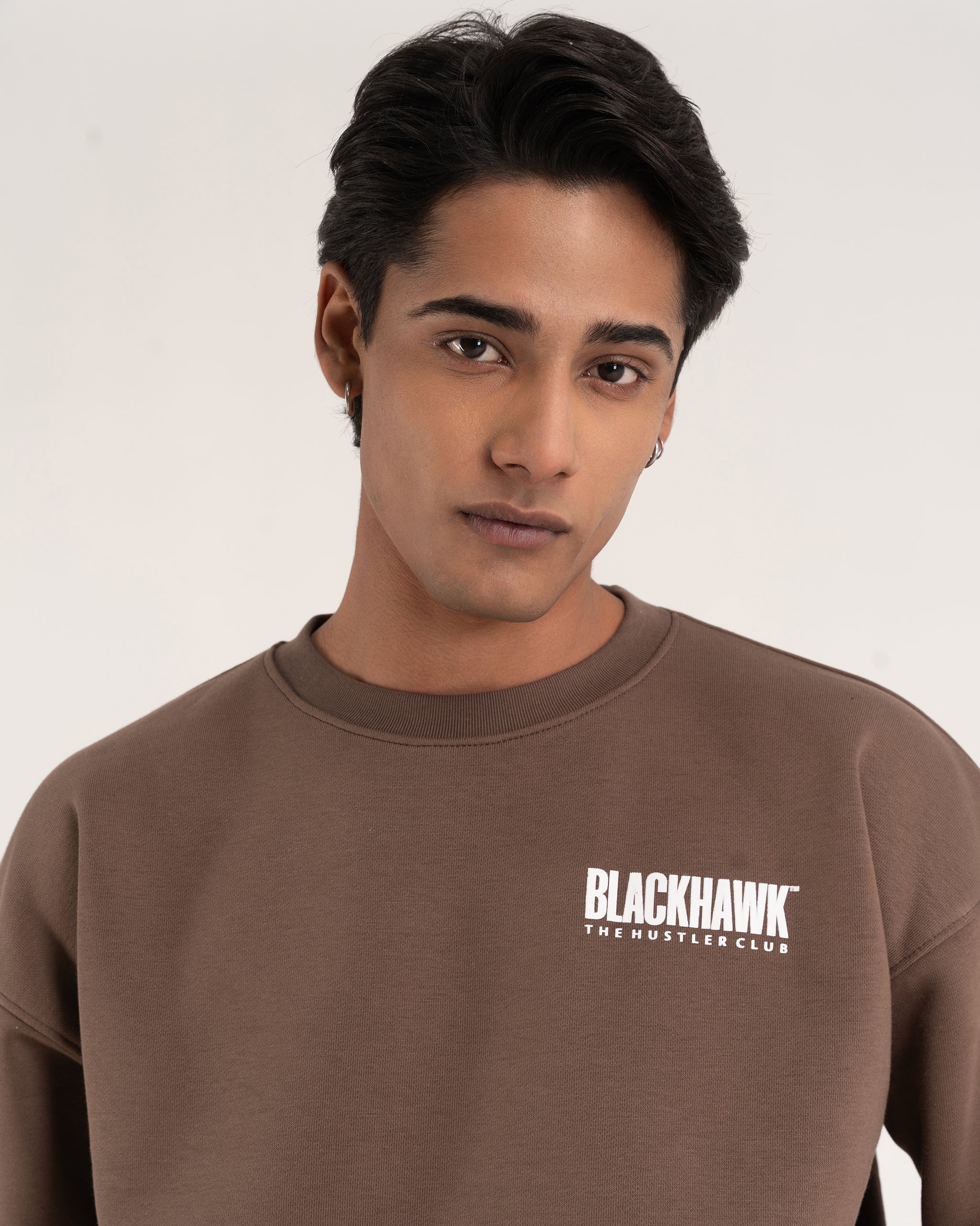 CHOCOLATE BROWN HUSTLER CLUB SWEATSHIRT