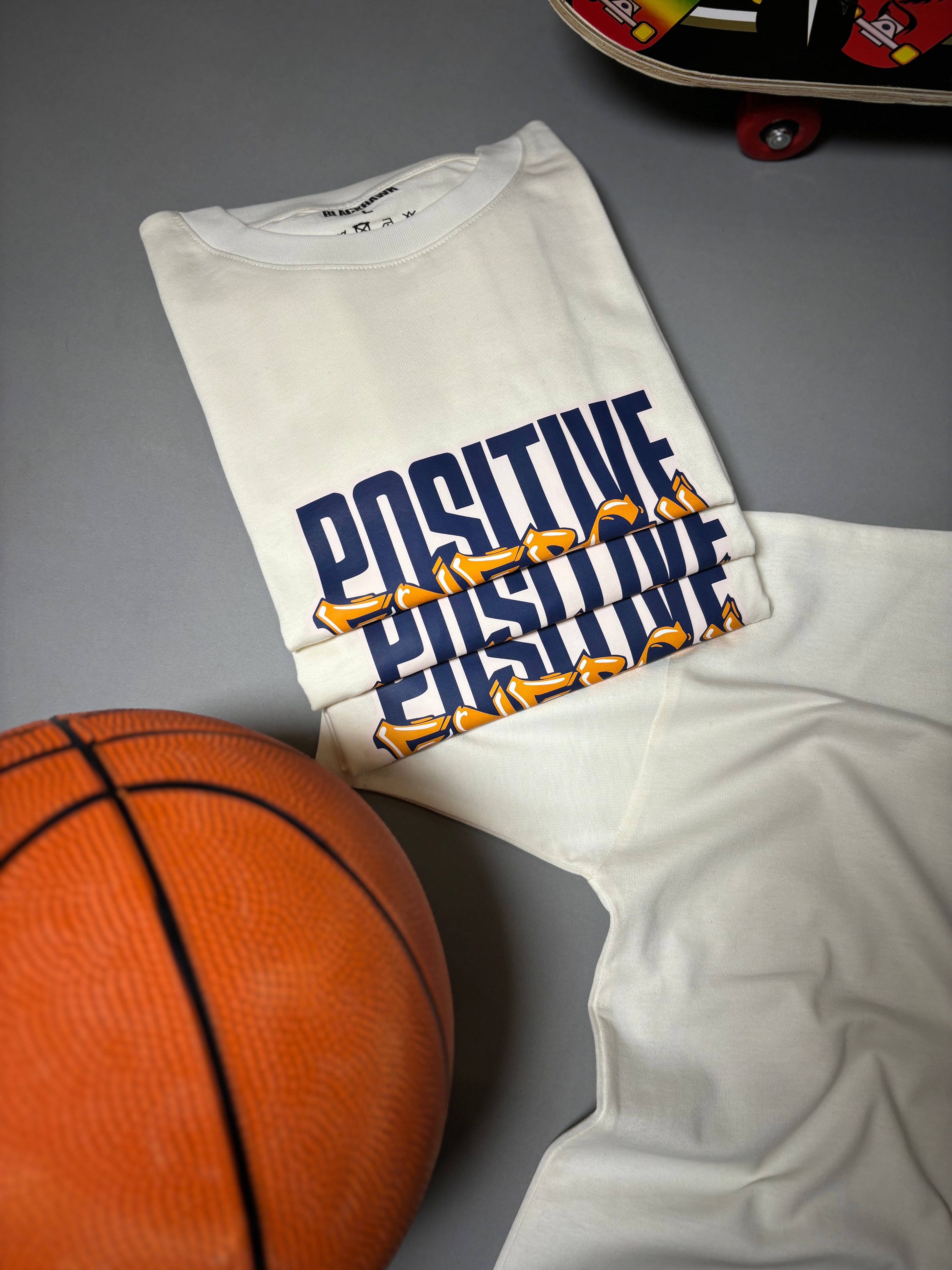 POSITIVE ENERGY OFF WHITE OVERSIZED T-SHIRT