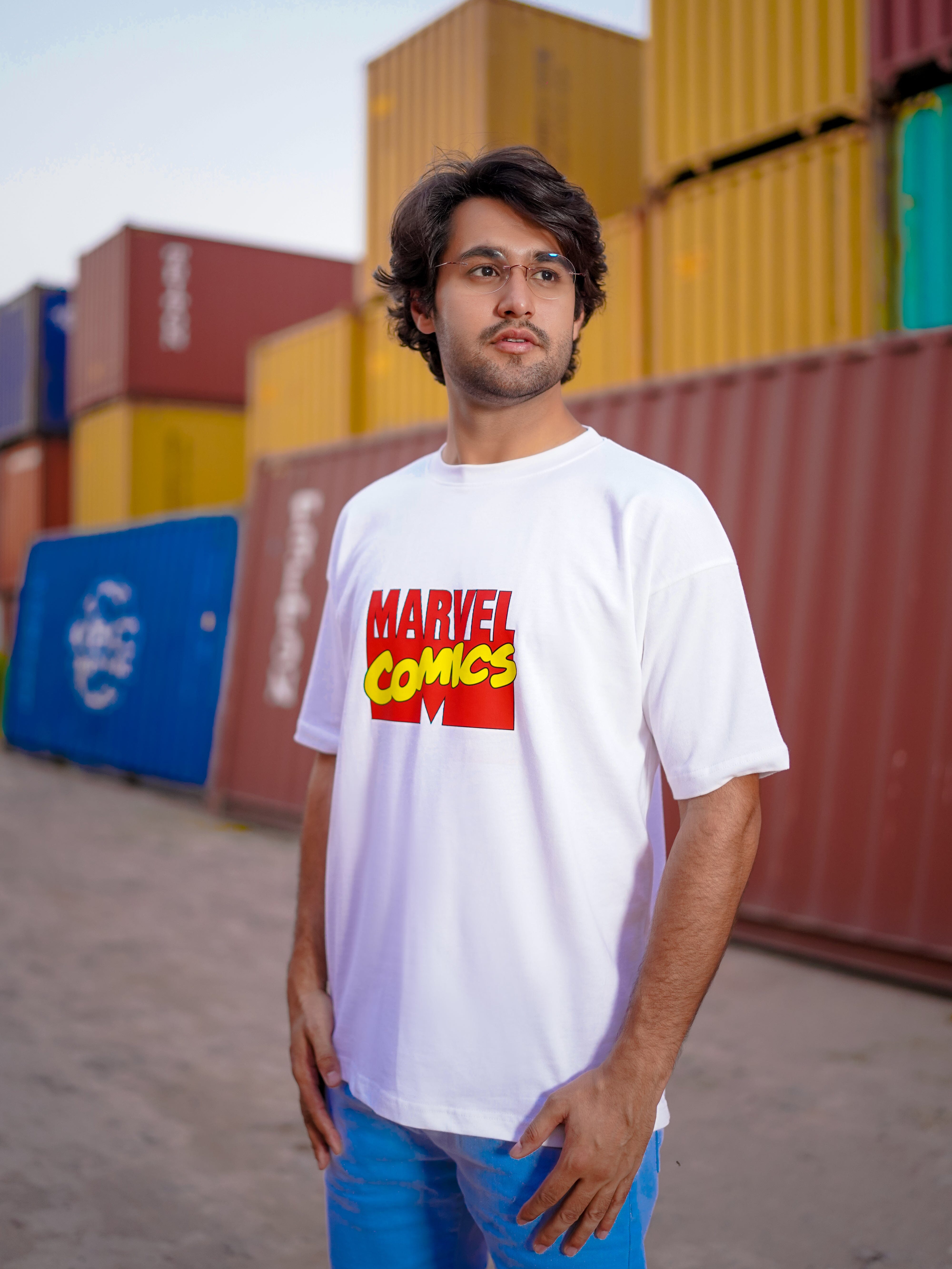 MARVEL COMICS OVERSIZED WHITE T-SHIRT