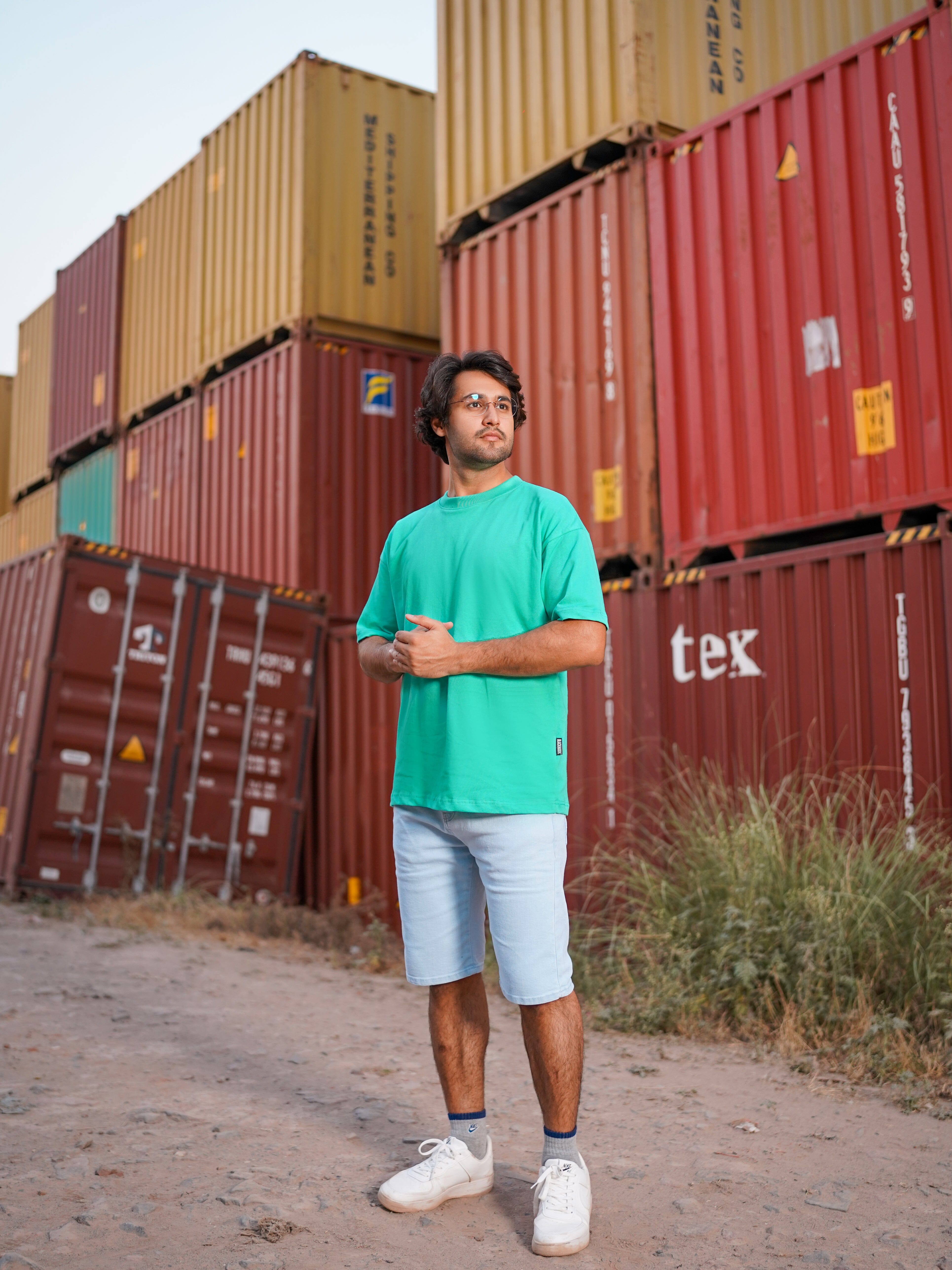 SEA GREEN BLANK OVERSIZED T-SHIRT