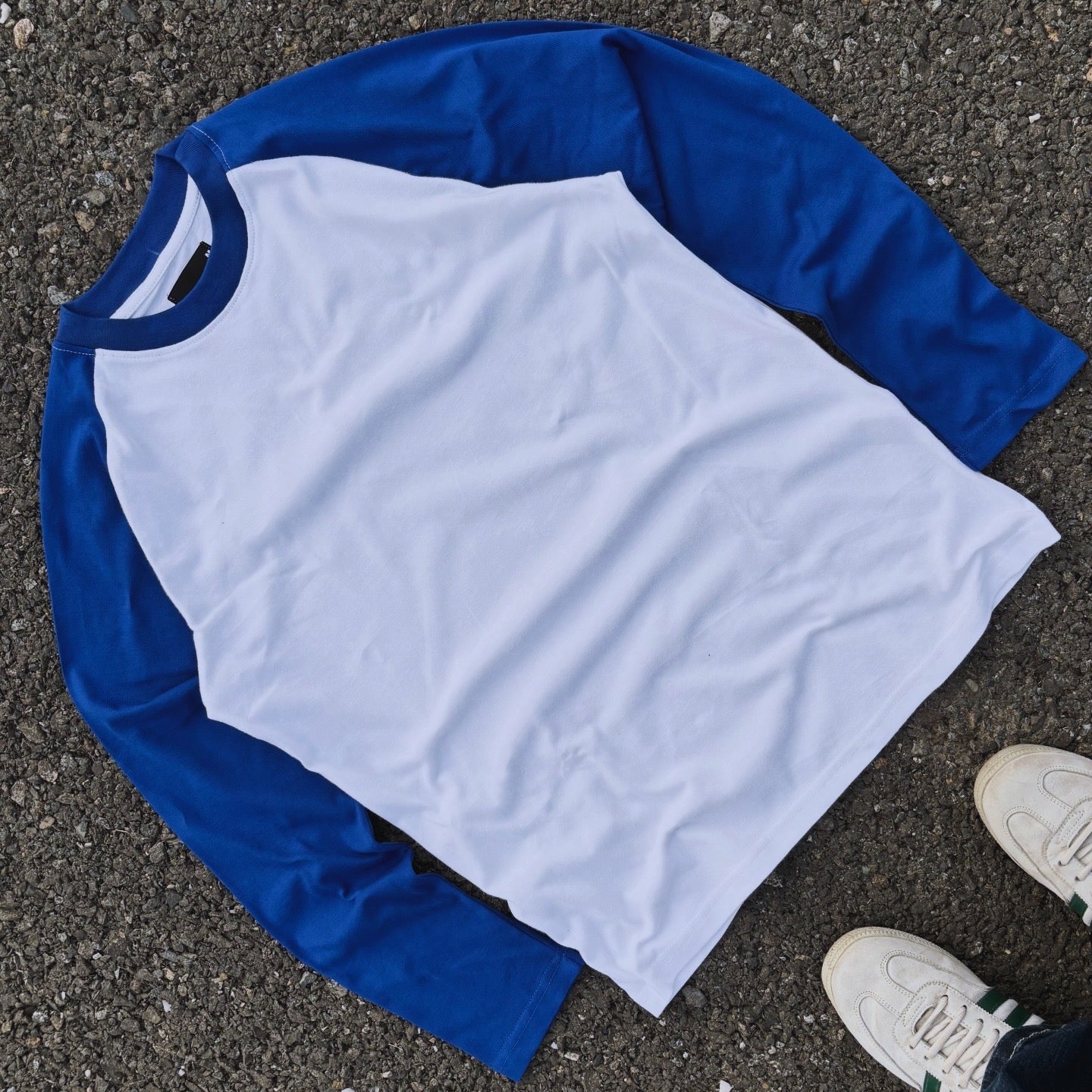 BLUE & WHITE RAGLAN FULL SLEEVE T-SHIRT