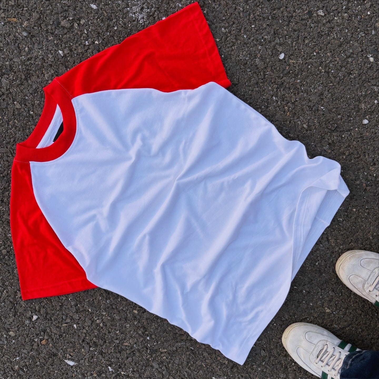 RED & WHITE HALF SLEEVE RAGLAN T-SHIRT