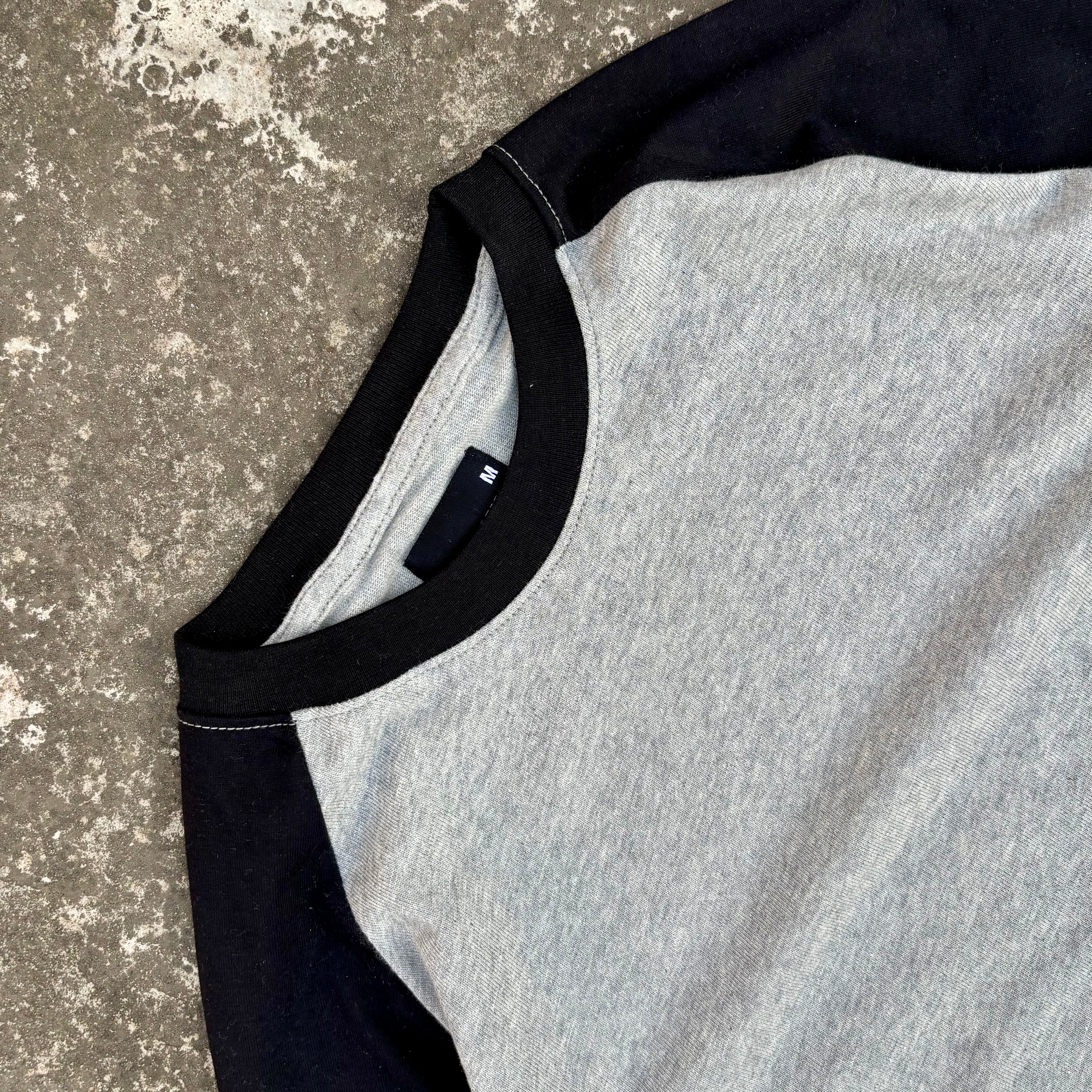HEATHER GREY & BLACK FULL SLEEVE RAGLAN T-SHIRT