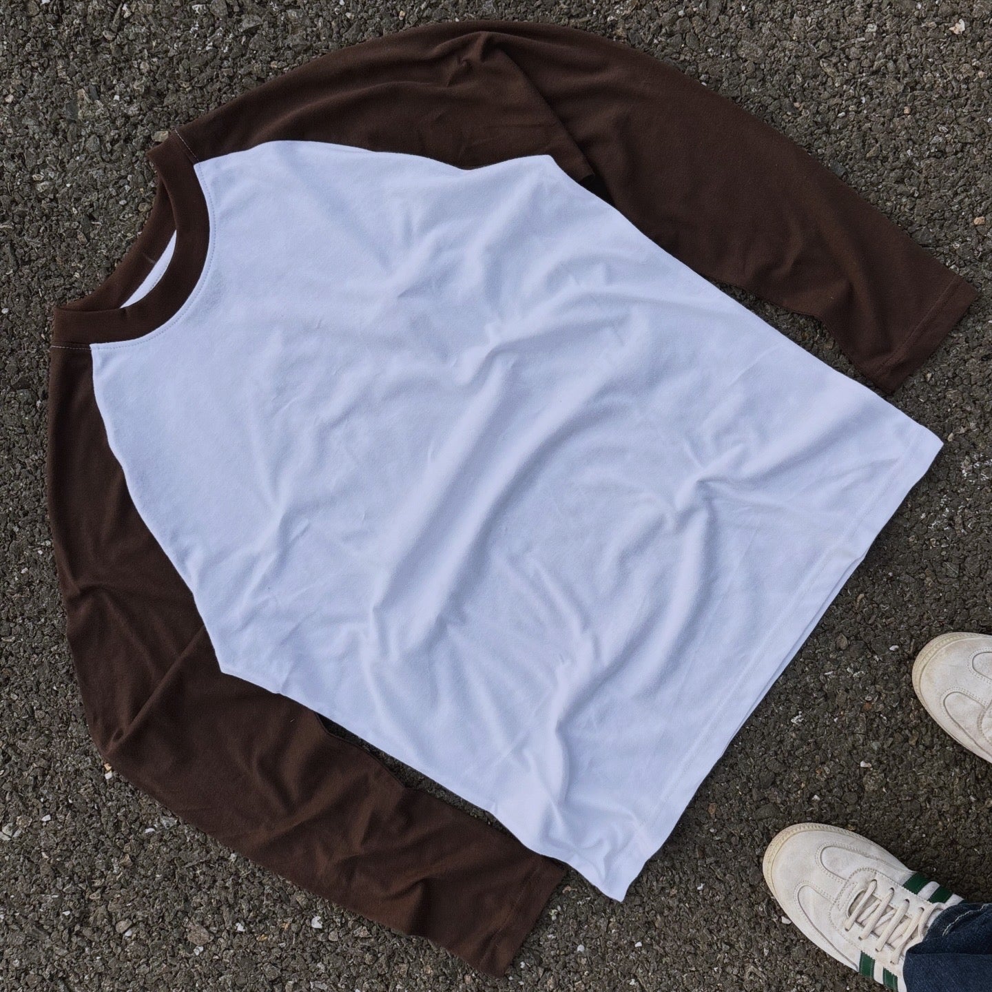 BROWN & WHITE RAGLAN FULL SLEEVE T-SHIRT