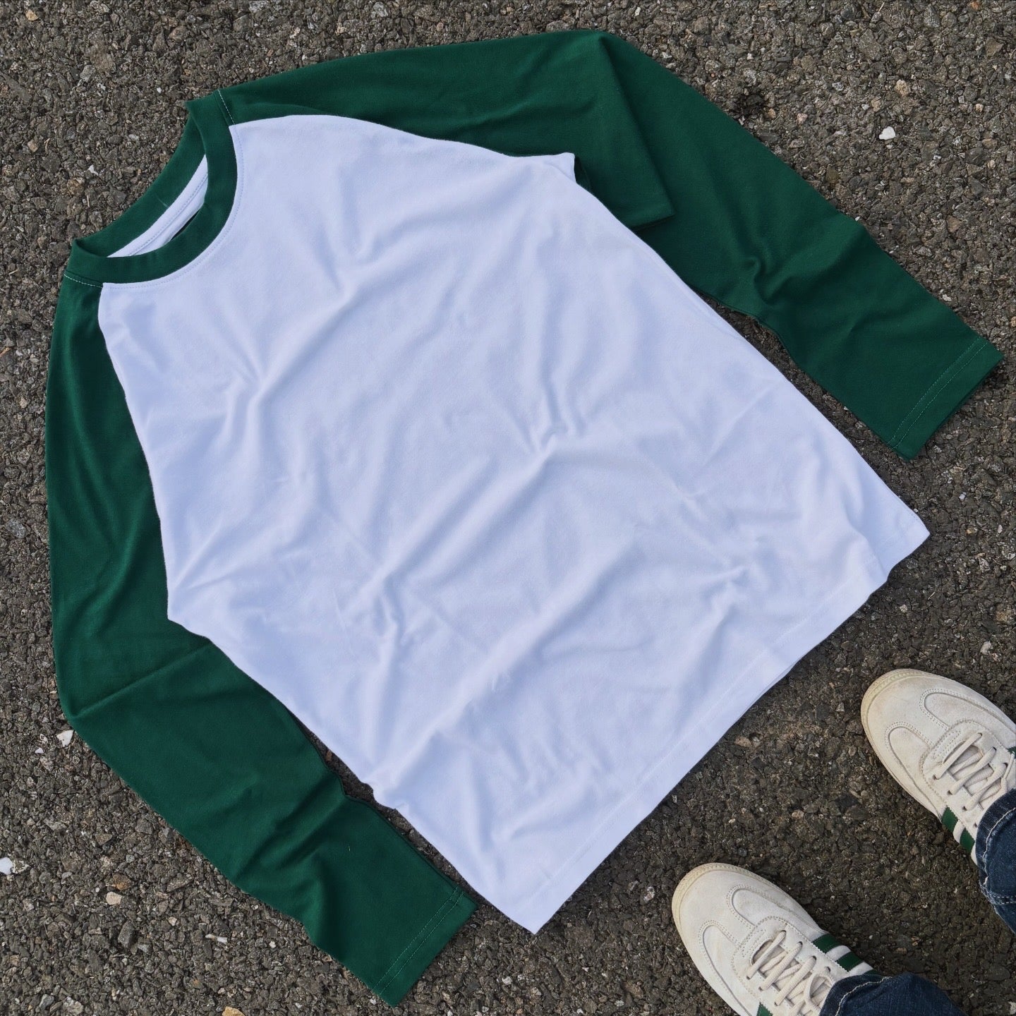 GREEN & WHITE FULL SLEEVE RAGLAN T-SHIRT