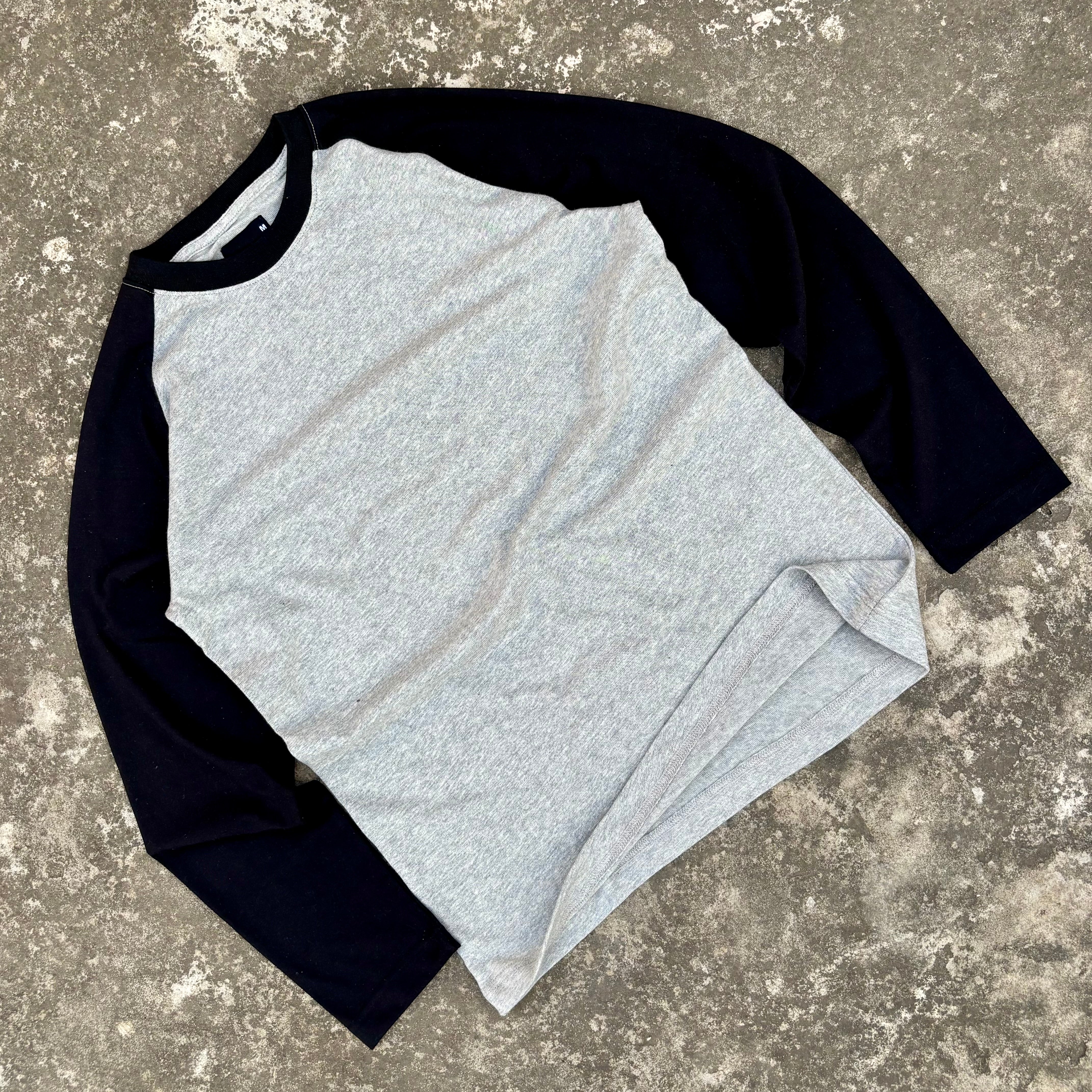 HEATHER GREY & BLACK FULL SLEEVE RAGLAN T-SHIRT
