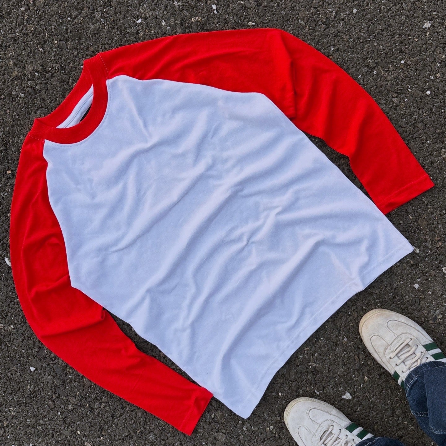 RED & WHITE FULL SLEEVE RAGLAN T-SHIRT